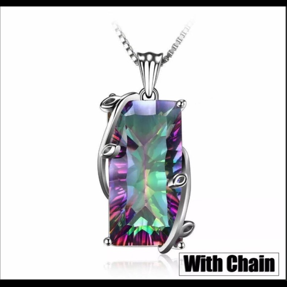925 Silver Mystic Rainbow Topaz Necklace - Picture 4 of 8